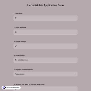 Herbalist Job Application Form