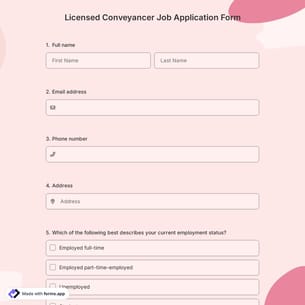 Licensed Conveyancer Job Application Form
