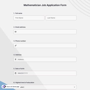 Mathematician Job Application Form