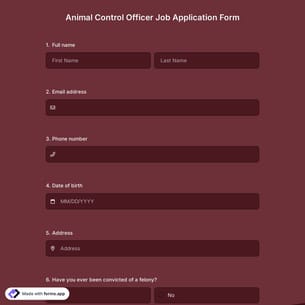 Animal Control Officer Job Application Form