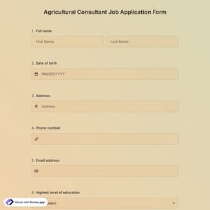 Agricultural Consultant Job Application Form