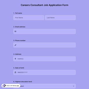 Careers Consultant Job Application Form
