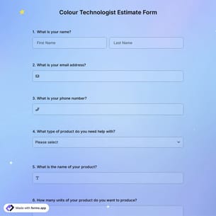 Colour Technologist Estimate Form