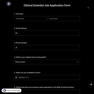 Clinical Scientist Job Application Form