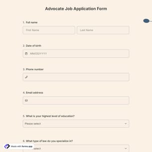 Advocate Job Application Form
