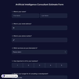 Artificial Intelligence Consultant Estimate Form