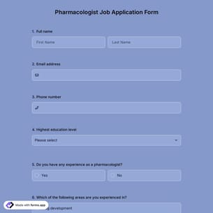 Pharmacologist Job Application Form