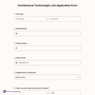 Architectural Technologist Job Application Form