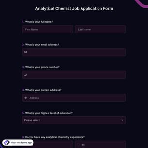 Analytical Chemist Job Application Form