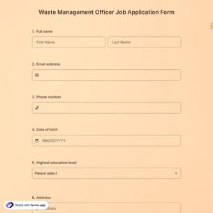 Waste Management Officer Job Application Form
