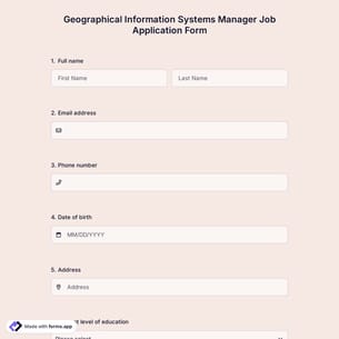 Geographical Information Systems Manager Job Application Form