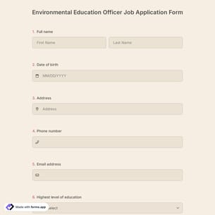 Environmental Education Officer Job Application Form