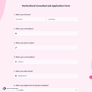 Horticultural Consultant Job Application Form