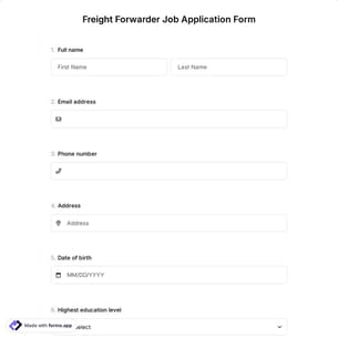 Freight Forwarder Job Application Form