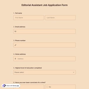Editorial Assistant Job Application Form