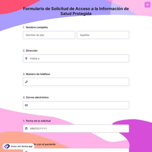 Formulario de Solicitud de Acceso a la Información de Salud Protegida