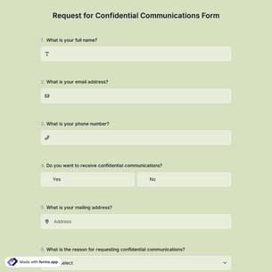Request for Confidential Communications Form