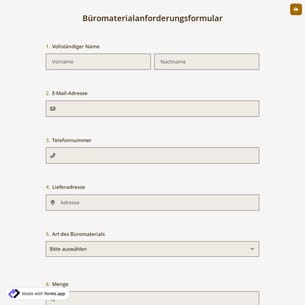 Büromaterialanforderungsformular
