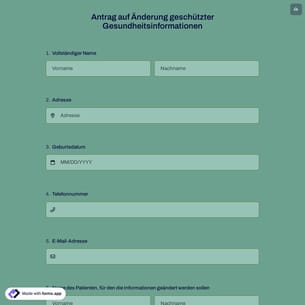 Antrag auf Änderung geschützter Gesundheitsinformationen