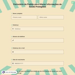 Formulário de Pedido para Alterar Informações de Saúde Protegidas