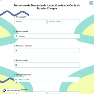 Formulaire de Demande de Inspection de une Copie du Dossier Clinique