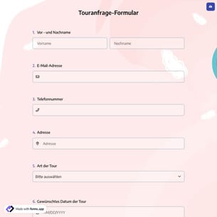 Touranfrage-Formular