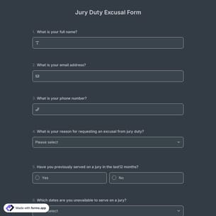 Jury Duty Excusal Form