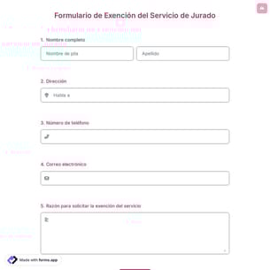 Formulario de Exención del Servicio de Jurado
