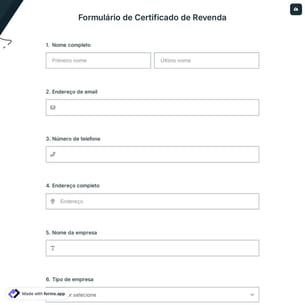 Formulário de Certificado de Revenda