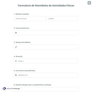 Formulario de Reembolso de Actividades Físicas