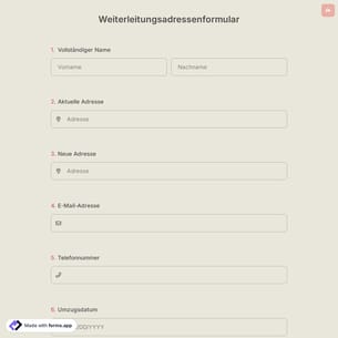 Weiterleitungsadressenformular