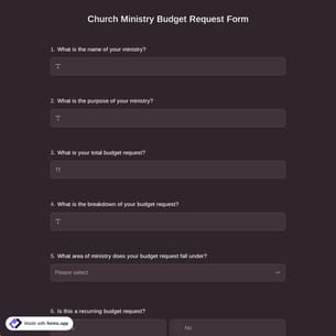 Church Ministry Budget Request Form