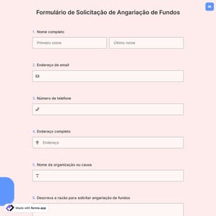 Formulário de Solicitação de Angariação de Fundos