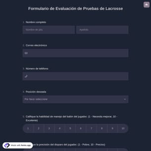 Formulario de Evaluación de Pruebas de Lacrosse