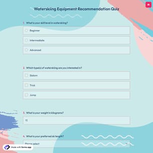 Waterskiing Equipment Recommendation Quiz