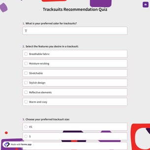 Tracksuits Recommendation Quiz