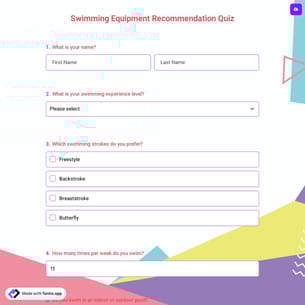 Swimming Equipment Recommendation Quiz