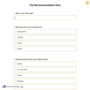 Toy Recommendation Quiz