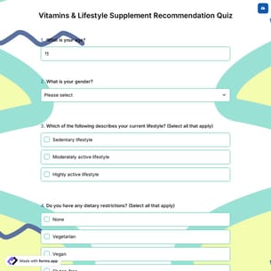 Vitamins & Lifestyle Supplement Recommendation Quiz
