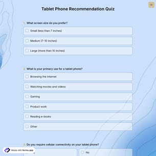 Tablet Phone Recommendation Quiz