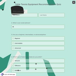 Table Tennis Equipment Recommendation Quiz