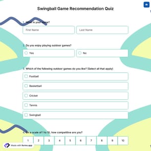 Swingball Game Recommendation Quiz
