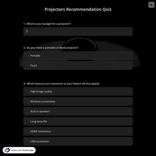 Projectors Recommendation Quiz