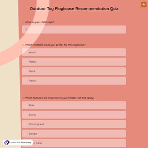 Outdoor Toy Playhouse Recommendation Quiz