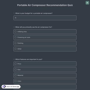 Portable Air Compressor Recommendation Quiz