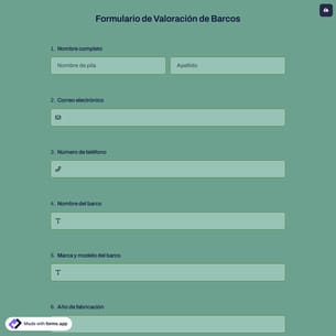 Formulario de Valoración de Barcos