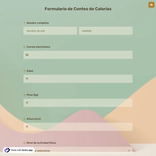 Formulario de Conteo de Calorías