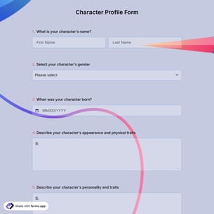 Character Profile Form