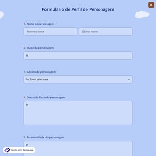Formulário de Perfil de Personagem
