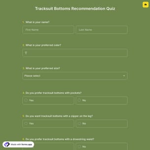 Tracksuit Bottoms Recommendation Quiz
